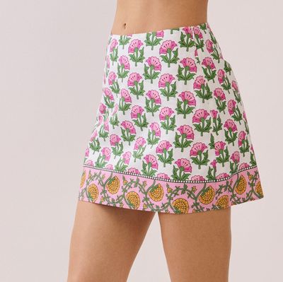 Border Print Mini Skirt