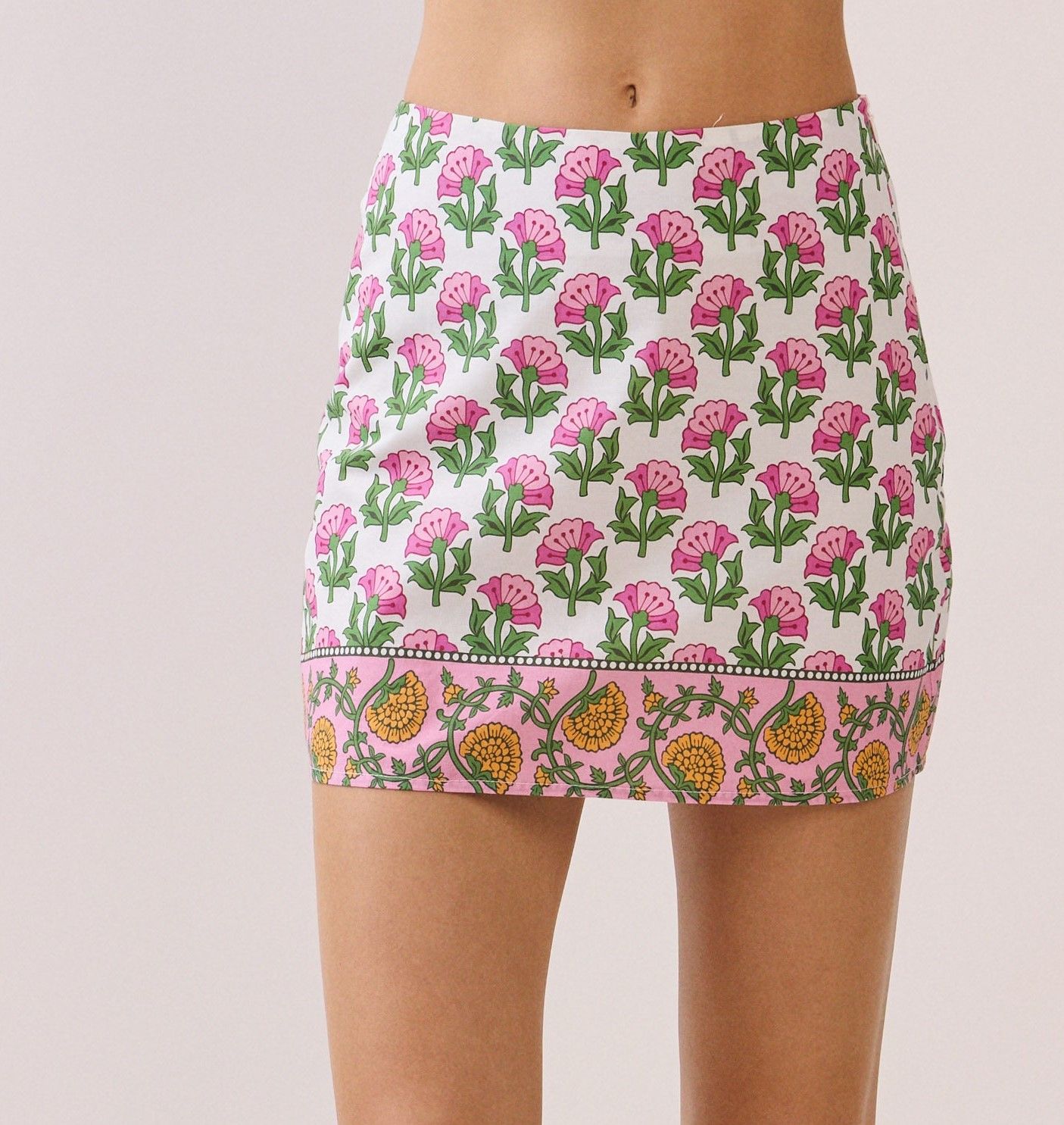 Border Print Mini Skirt