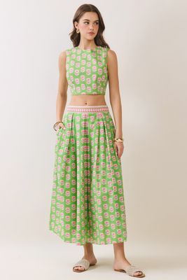 Pink n Green Midi Skirt