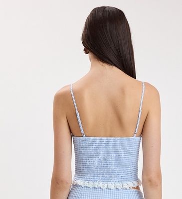 Checker Lace Top-Blue