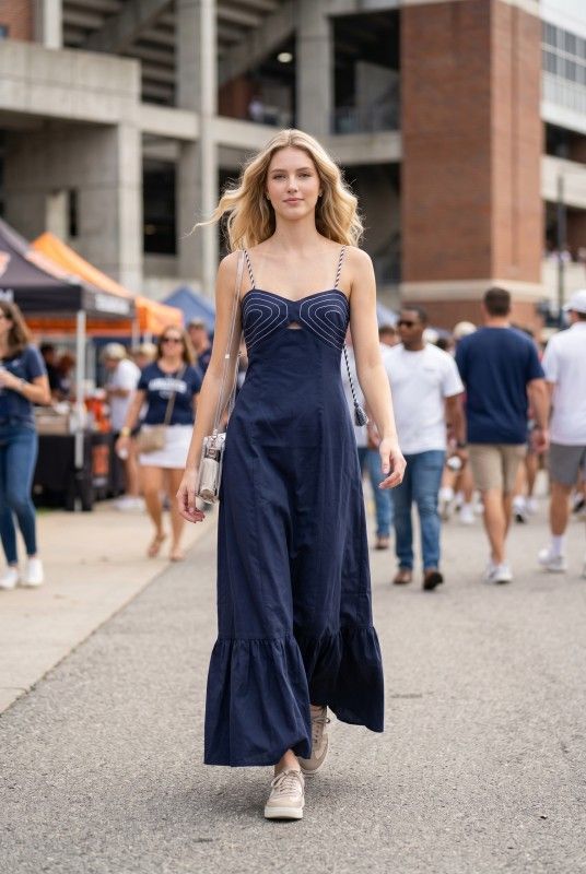 Victoria Braided Strap Maxi-Navy
