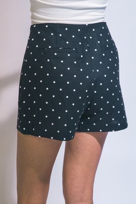 Dotty Linen Shorts-Blk