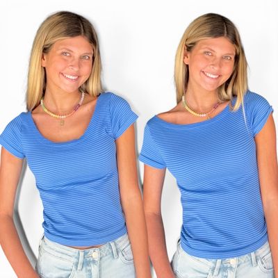 Tonal Stripe Tee-marine