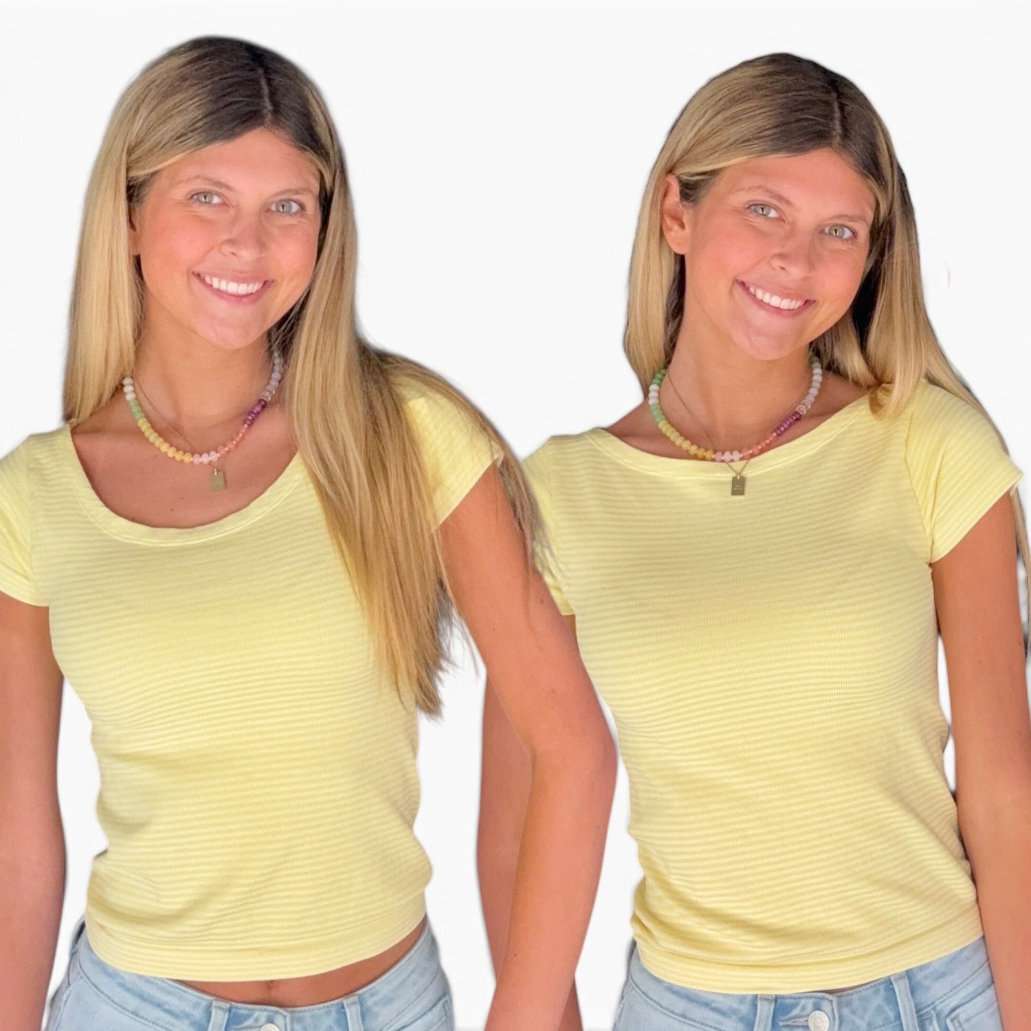 Tonal Stripe Tee-Yellow