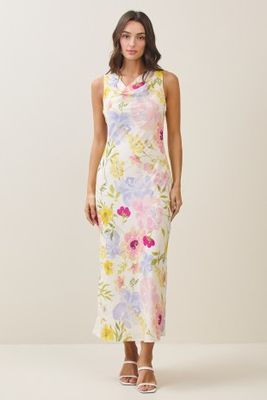 Floral Cowl Neck Maxi Dress