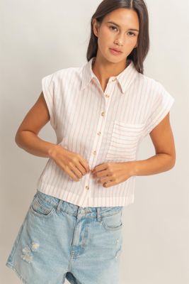 June Stripe Top-Pink