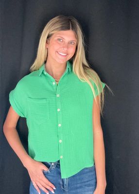 Gail Gauzy Top-Green