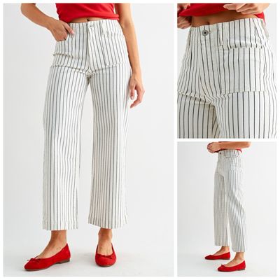 Blk n Wht Stripe Pick Pocket  Jean