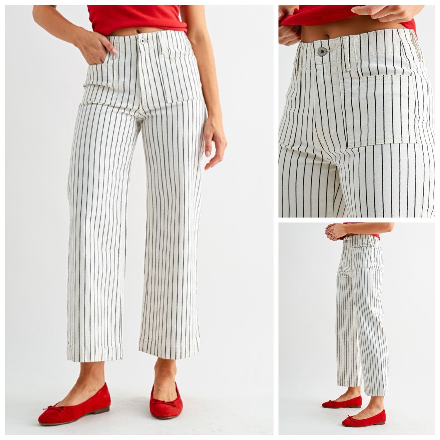 Blk n Wht Stripe Pick Pocket  Jean