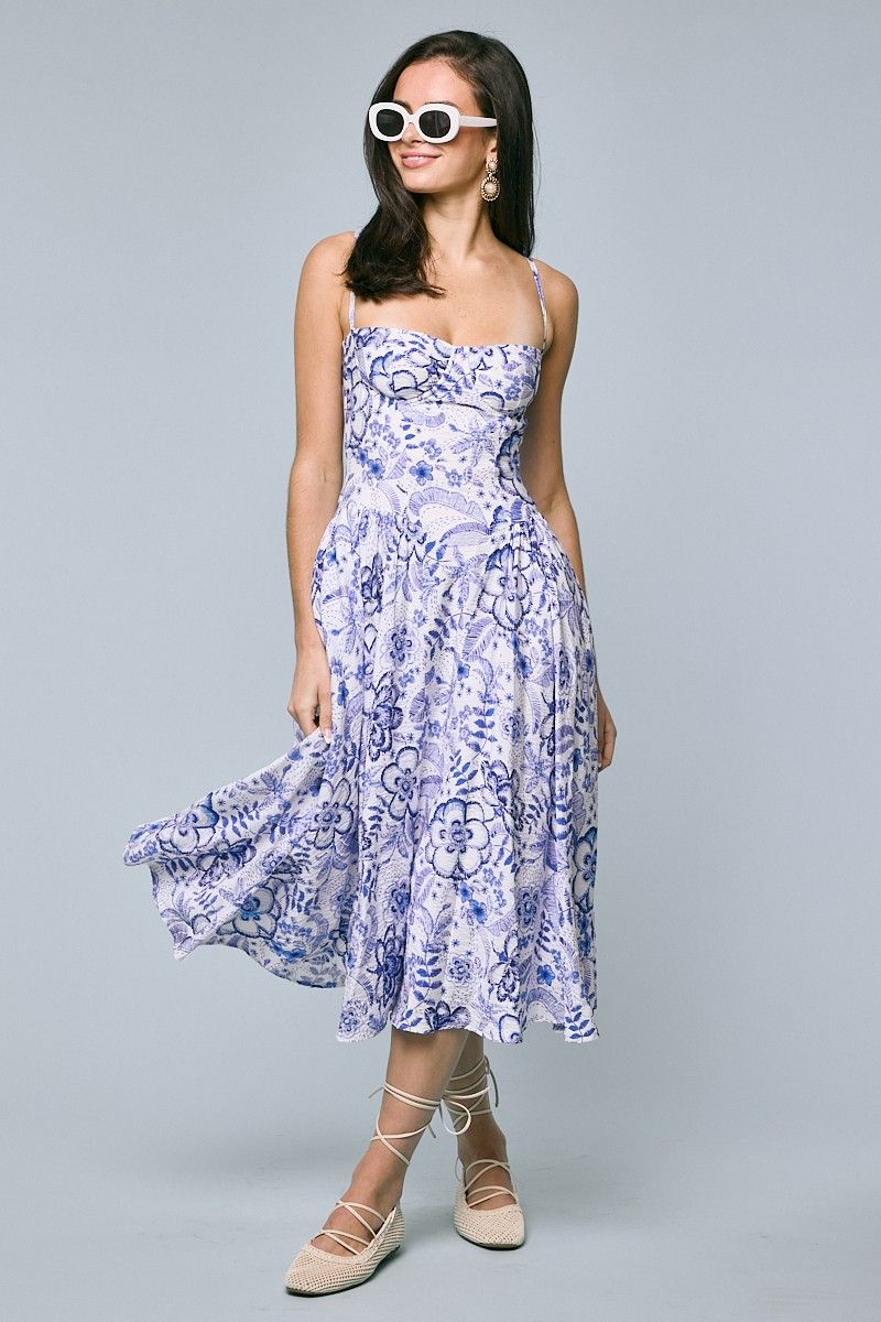 Boho Blu Midi Dress