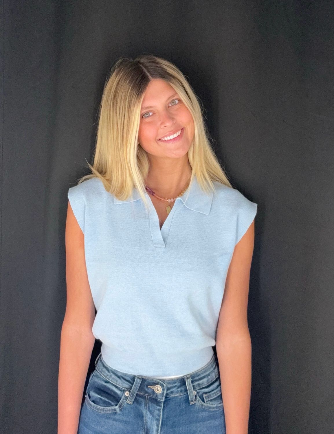 Heidi Polo Sweater-Blue