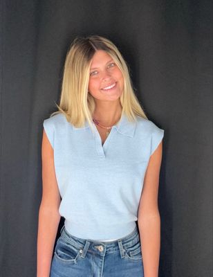 Heidi Polo Sweater-Blue
