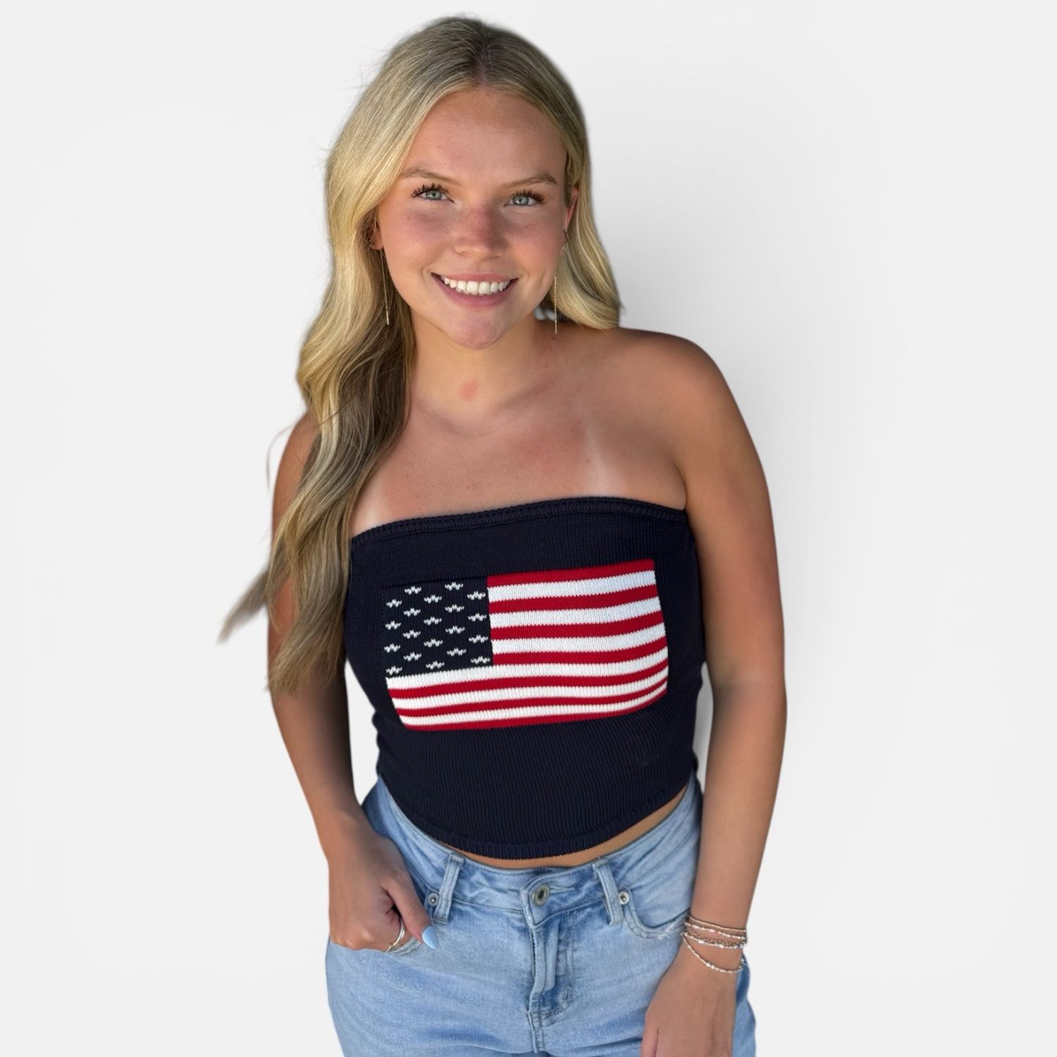 Flag Sweater Tube-Navy