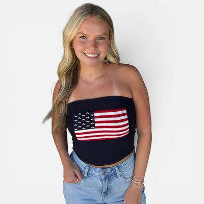 Flag Sweater Tube-Navy