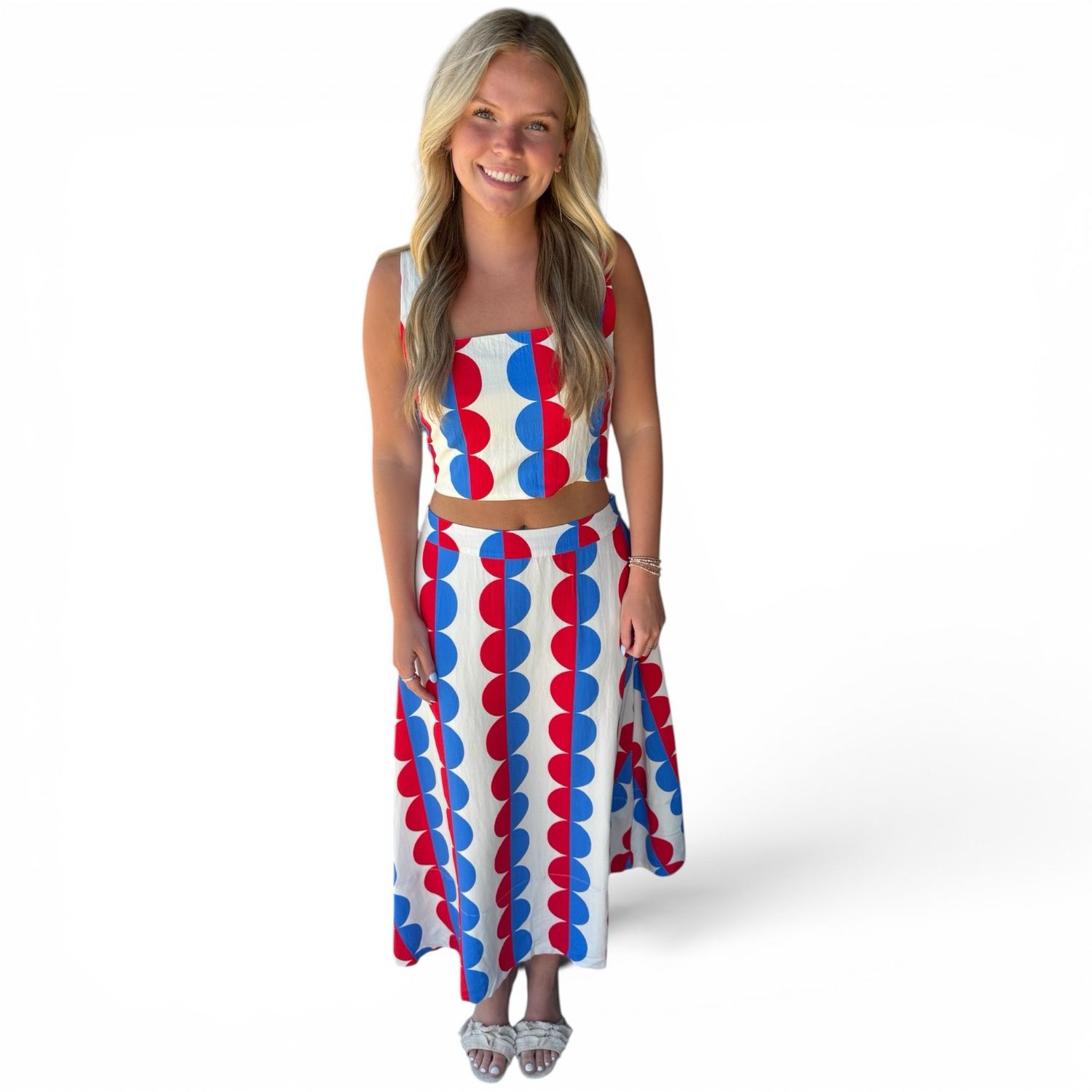 Red Wht N Blue Retro Dot Set
