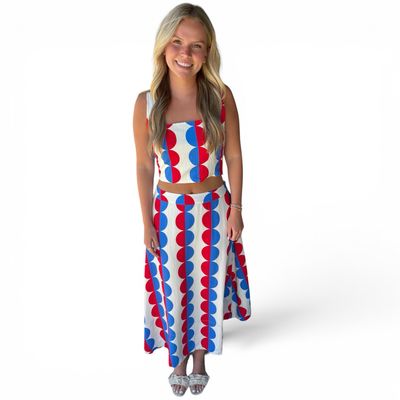 Red Wht N Blue Retro Dot Set