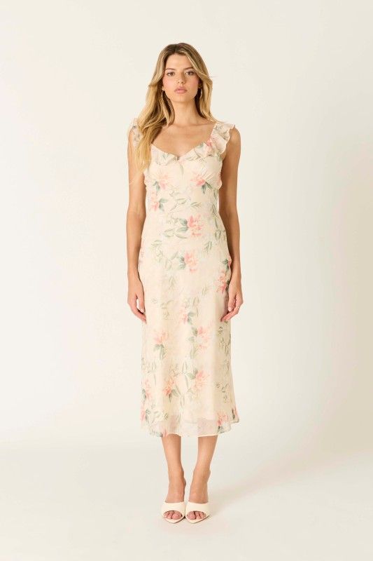 Floral Flutter Midi Dress