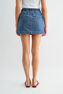 Drawstring Denim Mini