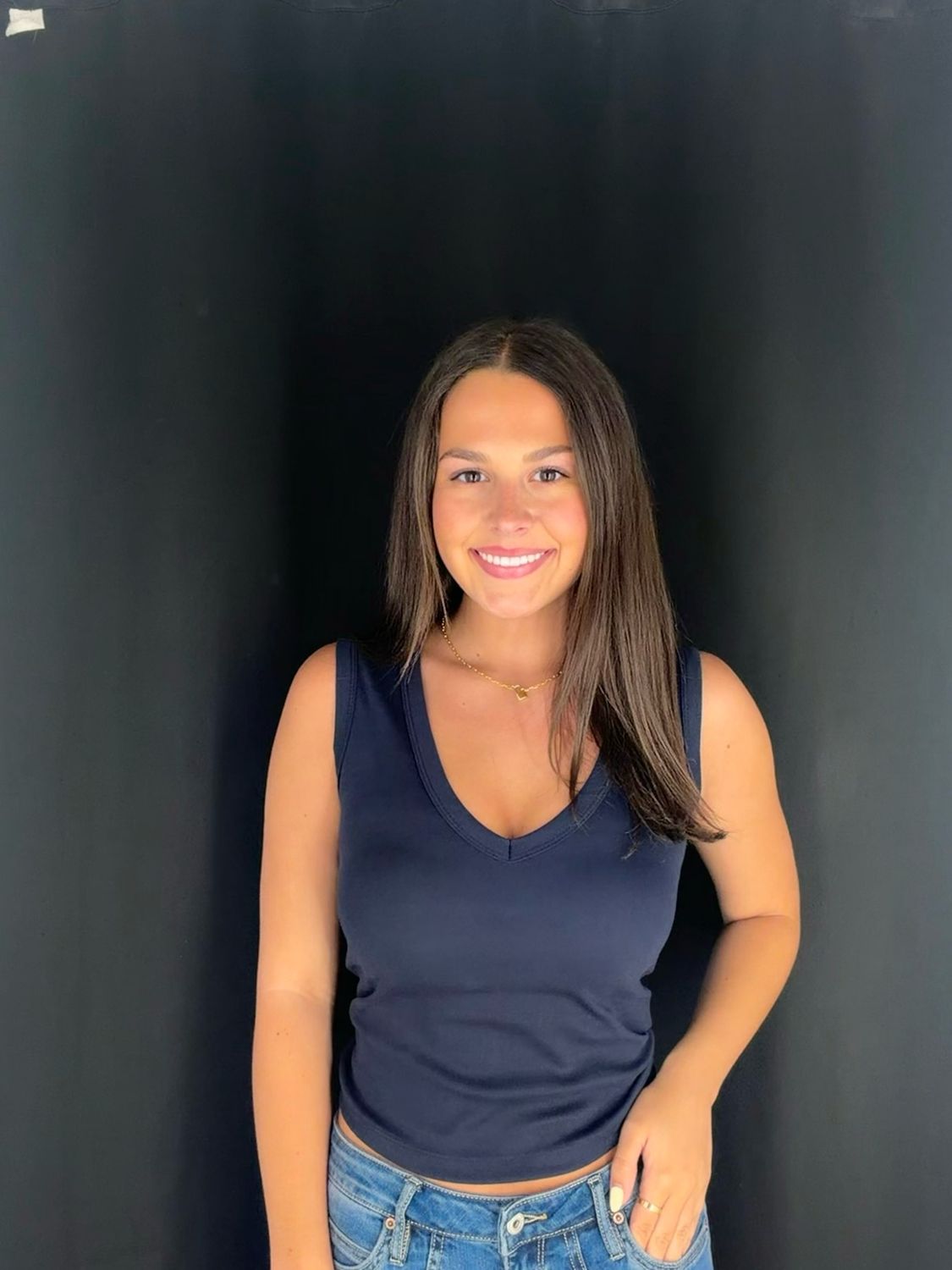 Kendra V Tee-Navy