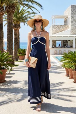 Kiley Rope Trim Maxi-Navy