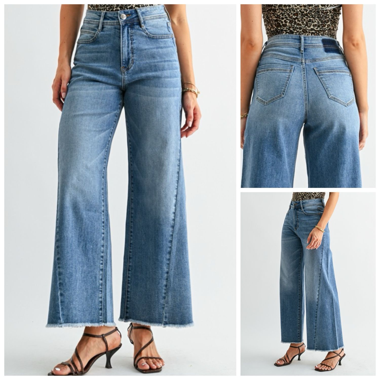 Muted Hi Rise Paneled Wide Leg