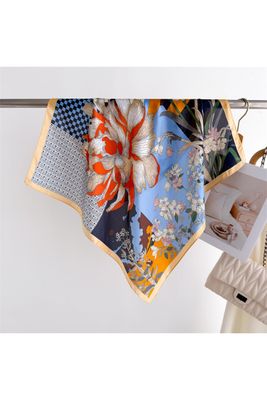 Patchwork Print Silky Scarf