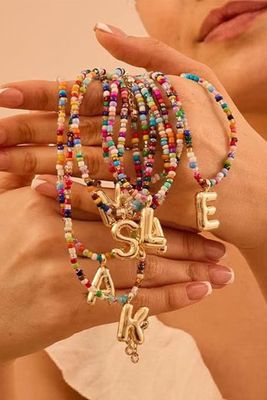 Bubble Letter Beaded Necklace
