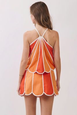 Colorblock Halter Top-Orange