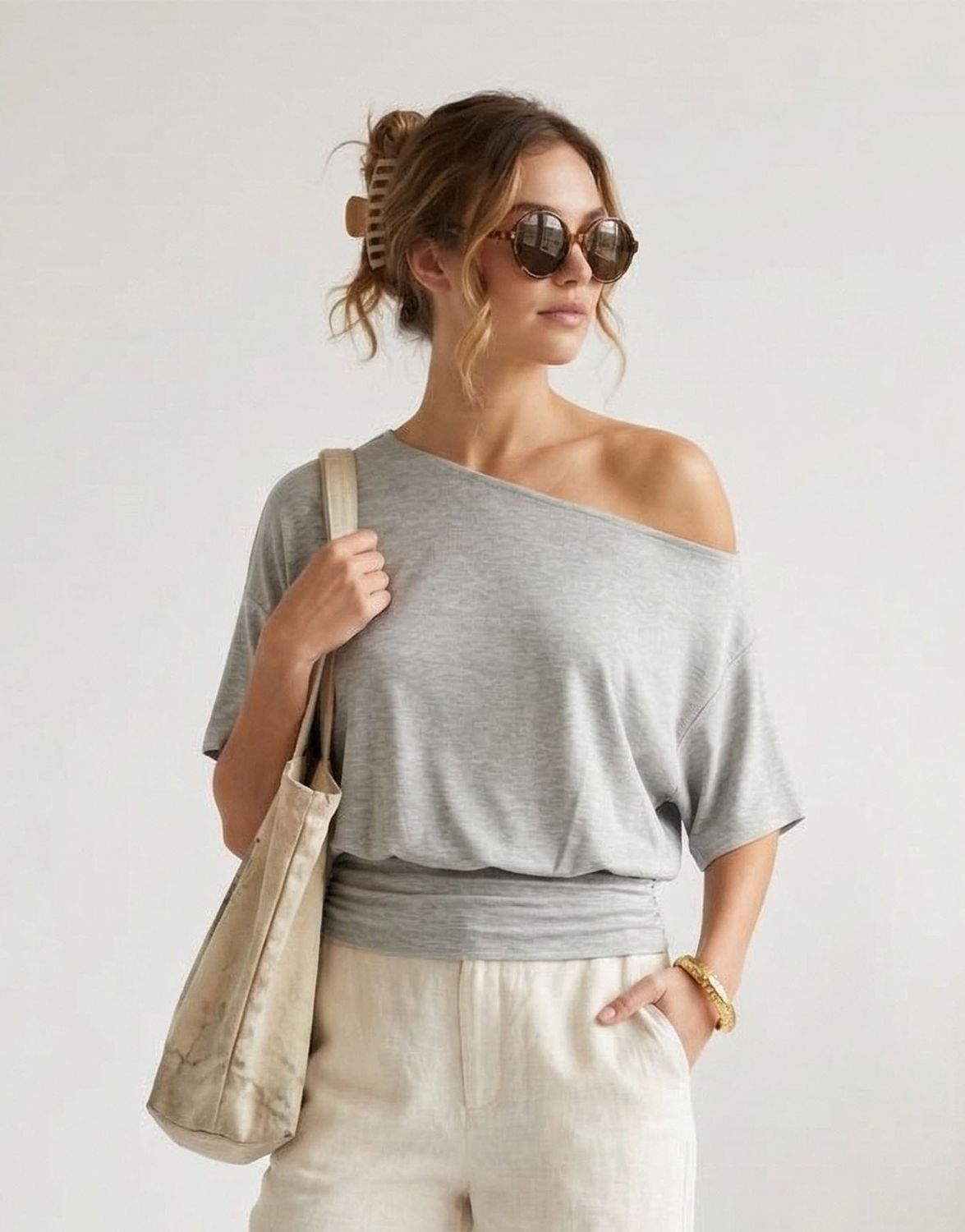 Janie Off Shoulder Top-Heather
