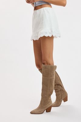 Lace Trim Mini Skort-Wht