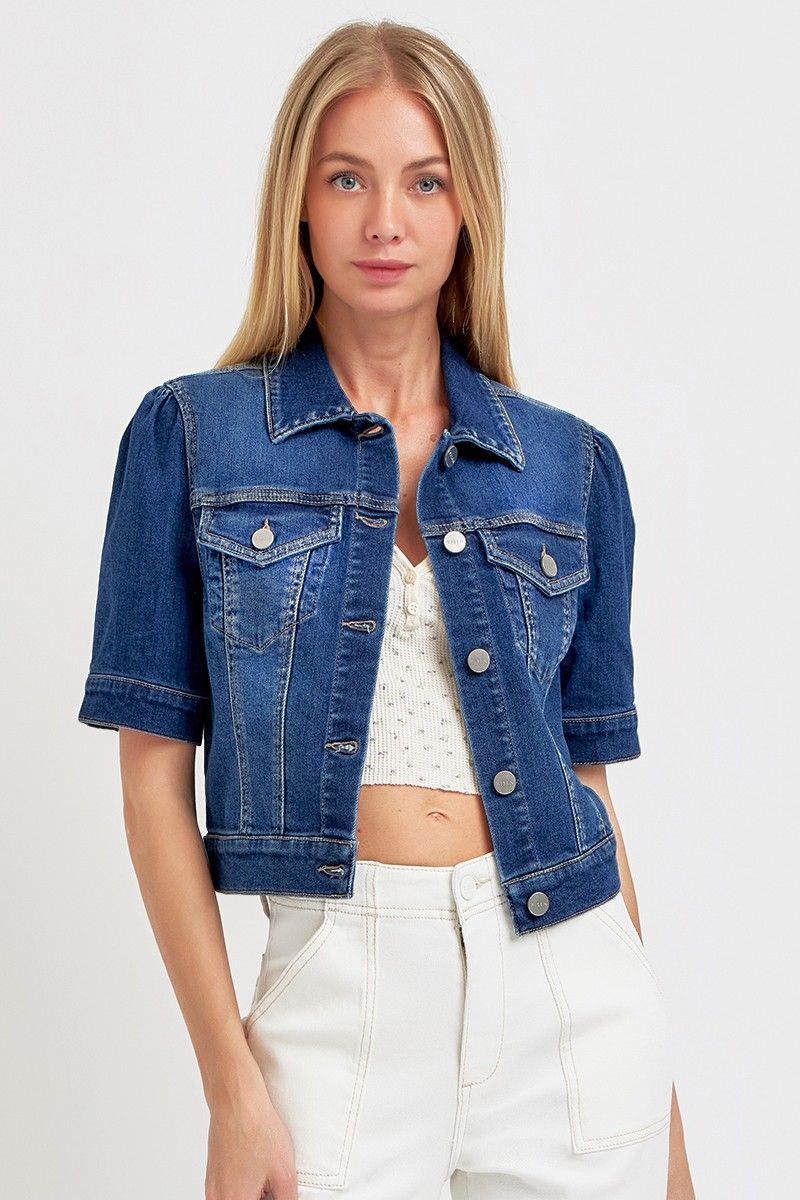 Puff Sleeve Denim Jkt-Dk