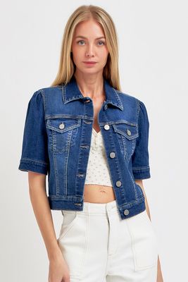Puff Sleeve Denim Jkt-Dk