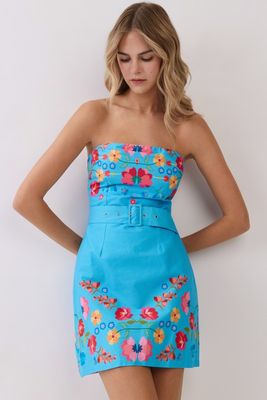 Tera Floral Strapless Dress