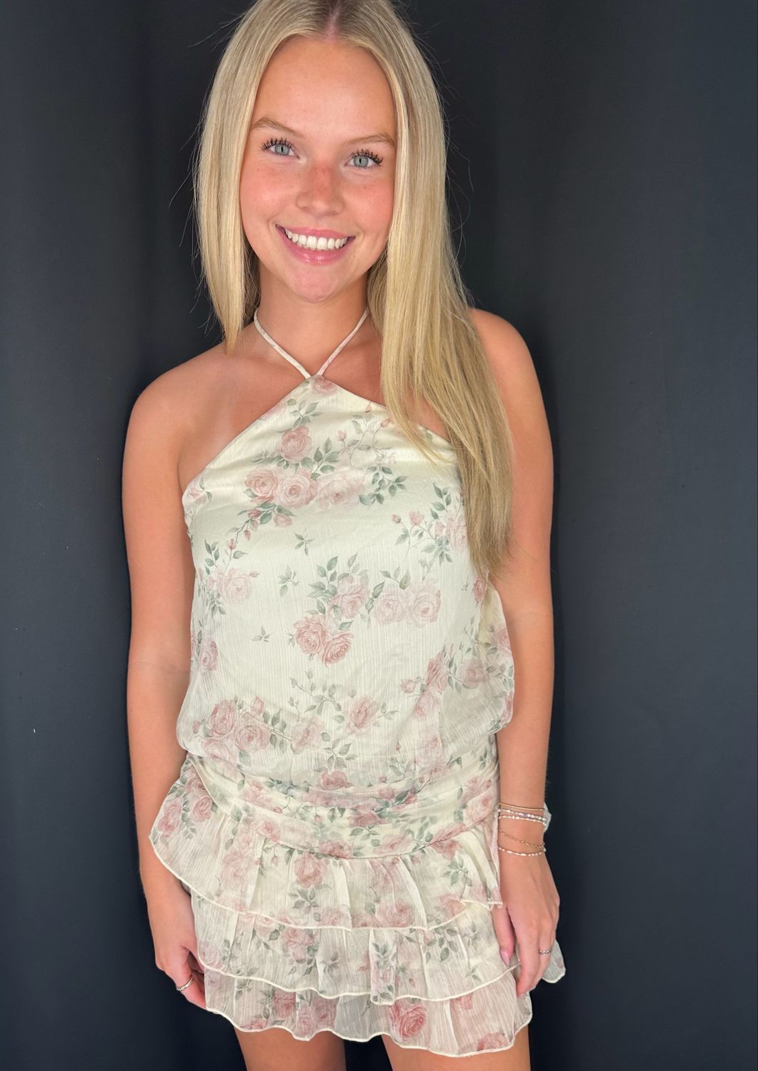 Flirty Floral Romper-Butter