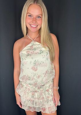 Flirty Floral Romper-Butter