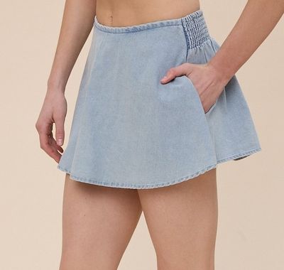 Jana Denim Mini Skort-Lt