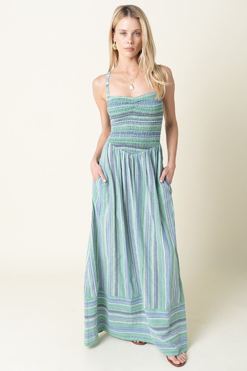 Beachy Vibes Maxi Dress-Green