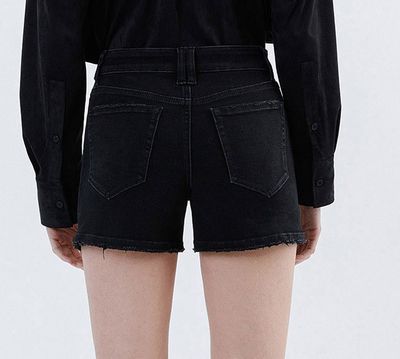 Blk Hi Rise Utility Shorts