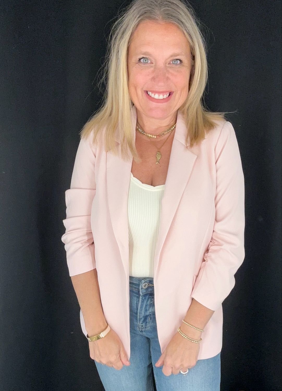 Blush Rouched Blazer