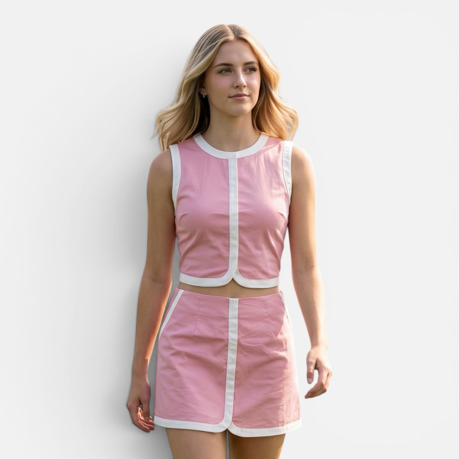Tie Back Skort Set-Pink