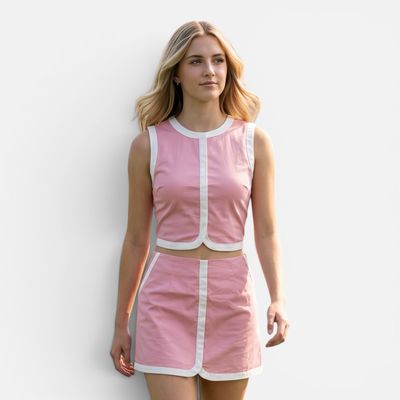 Tie Back Skort Set-Pink