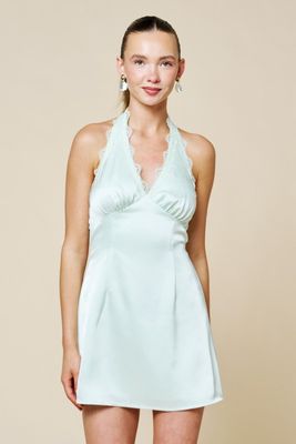 Minty Lace Halter Dress