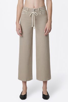Taupe Wide Leg Tie Belt Jean