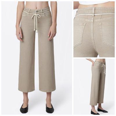 Taupe Wide Leg Tie Belt Jean