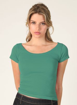 Tonal Stripe Tee-Teal