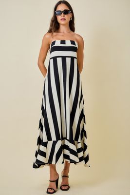 Amy Stripe Maxi-Blk