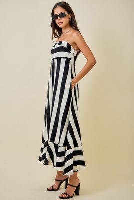 Amy Stripe Maxi-Blk