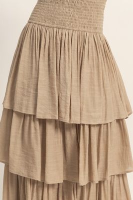 Breezy Ruffle Maxi Skirt-Taupe