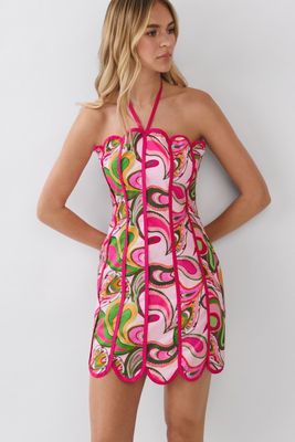 Rian Scallop Halter Mini Dress