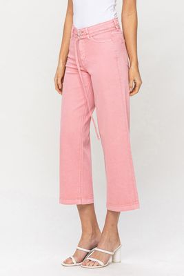 Blush Wide Leg Tie Belt Jean